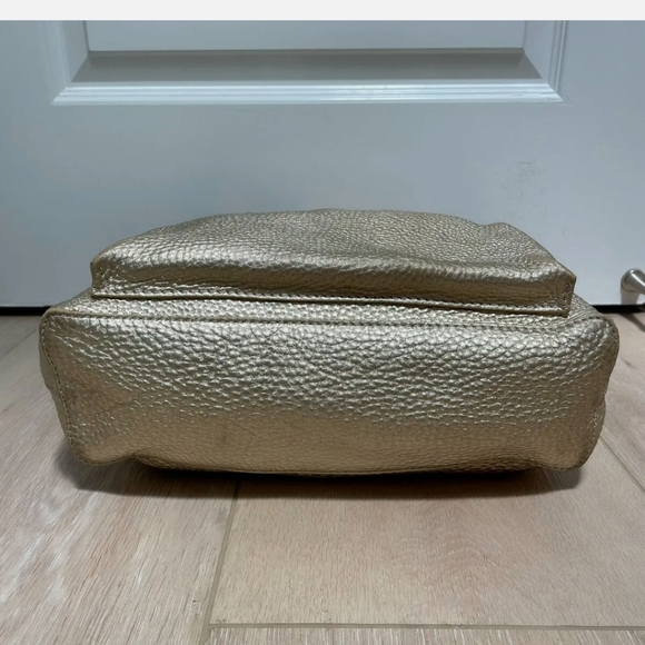 COLE HAAN GOLD Pebbled Leather Braided Handle 2 Way Tote Bag w/Charm - Picture 3 of 15